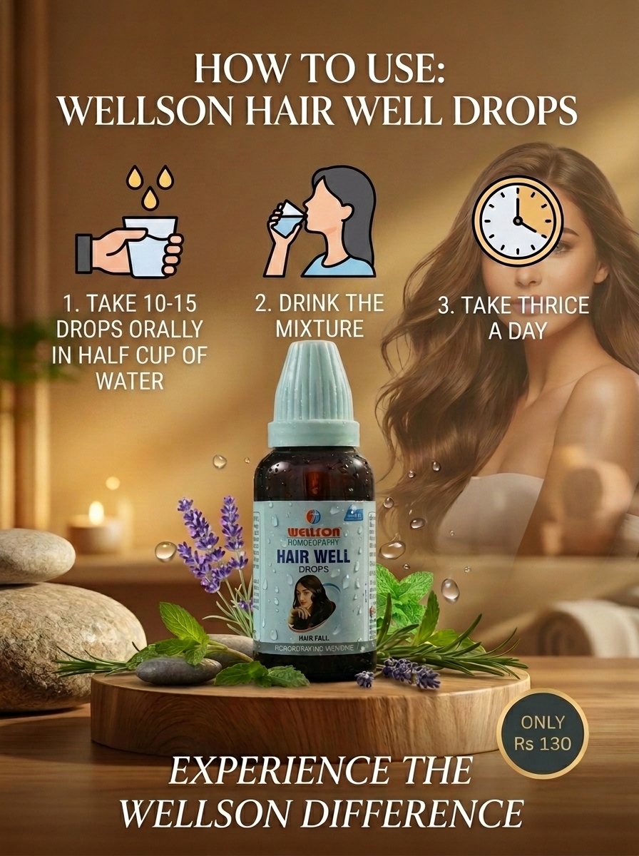 Wellson Hair Well Drops – Homeopathic Remedy for Hair Growth & Strength