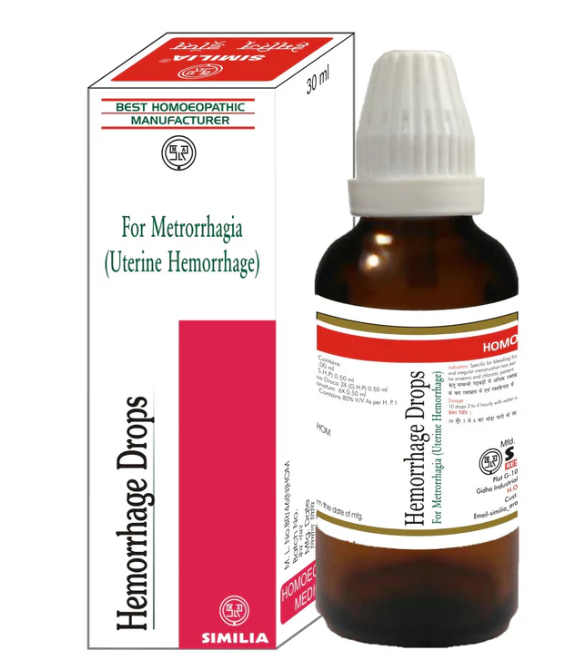 Similia Haemorrhage Drops for uterine bleeding and heavy periods