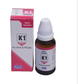 Kent Acnetone K1 homeopathic acne treatment packaging and ingredients.