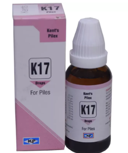 Kent Pilex K17 homeopathic tablets for bleeding piles, fissures, and anal pain relief