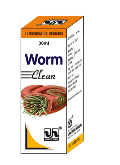 Jhactions WORM CLEAN – Homeopathic Deworming Drops for Intestinal Worms in Children and Adults