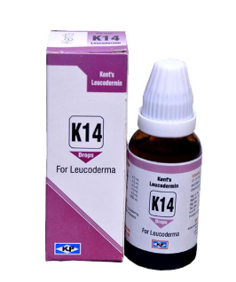 Kent Leucodermin K14 homeopathic tablets for white spots, leucoderma, and skin pigmentation