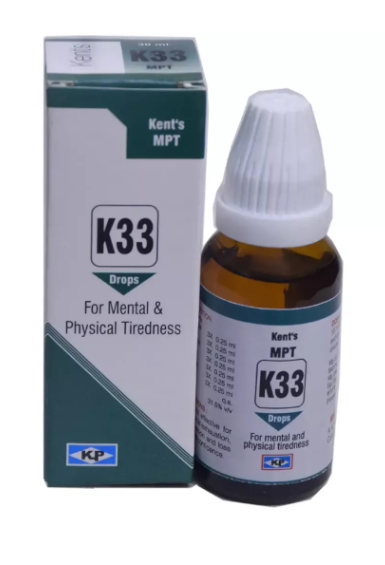 Kent MPT (K33) homeopathic drops for fatigue, weakness, and low confidence
