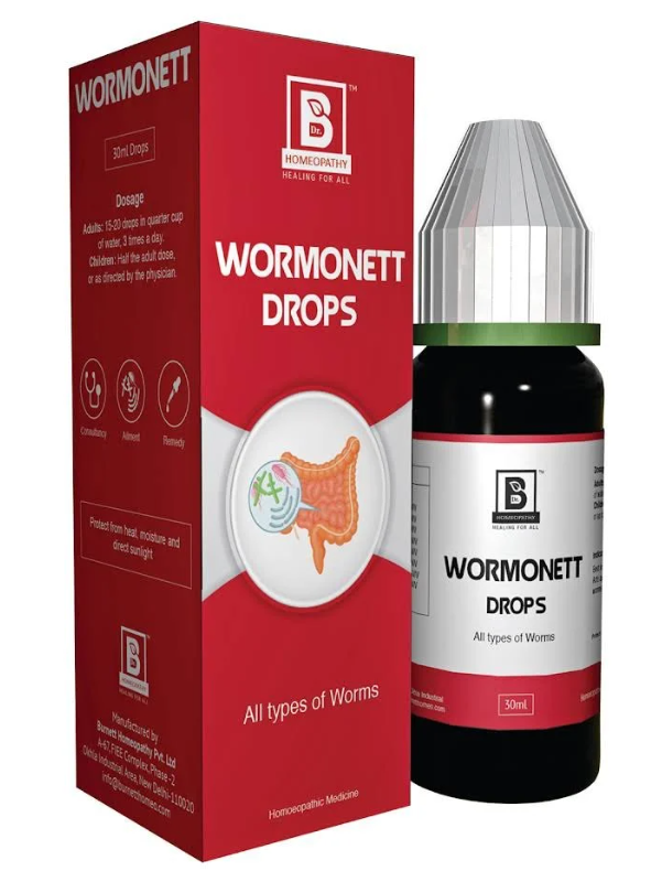 Burnett Wormonett Drops bottle – Natural homeopathic worm treatment