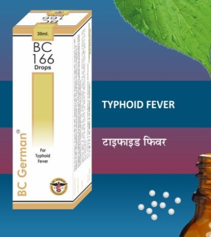 BC German BC 166 Drops for typhoid, fever, digestive support, natural homeopathy