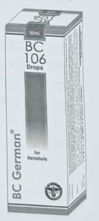 BC German BC-106 Drops bottle – homeopathic medicine for UTI, kidney pain, and urinary burning
