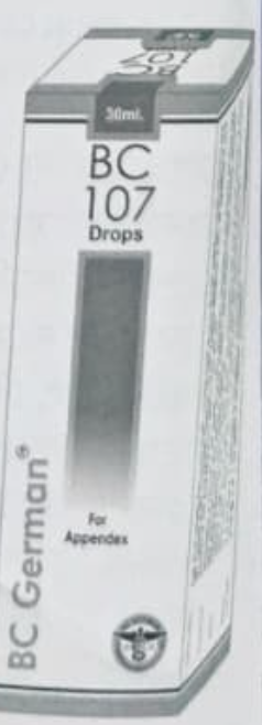 BC German BC-107 Drops bottle – homeopathic remedy for migraine and headache relief