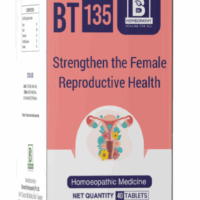 Image Alt Text: Burnett BT135 homeopathic tablets for female reproductive health and hormonal balance