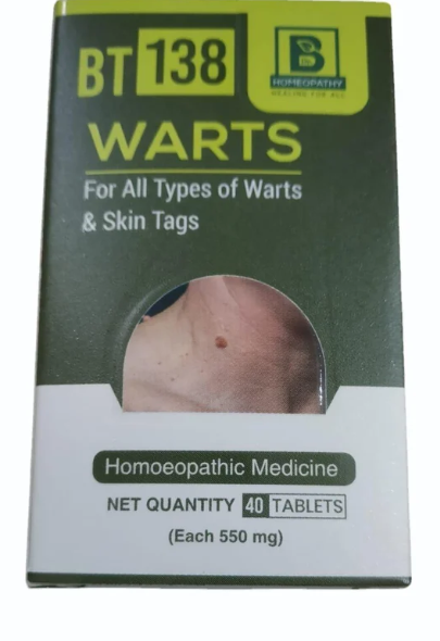 Image Alt Text: Burnett BT 138 tablets for natural wart removal and skin healing
