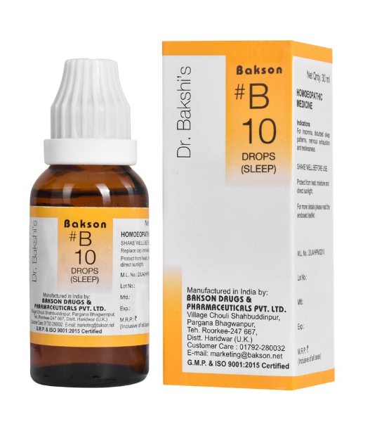 Bakson B10 Sleep Drops – Natural Homeopathic Remedy for Insomnia and Restful Sleep
