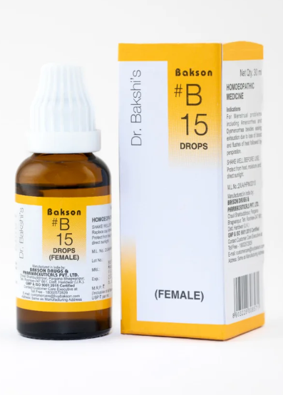 Bakson B15 Female Drops – Homoeopathic Remedy for Menstrual Irregularities and Menopause Support