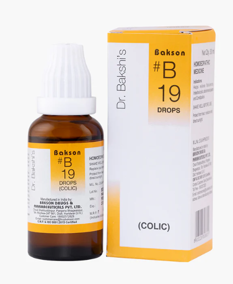 Bakson B19 Colic Drops bottle – Homeopathic remedy for gas, constipation & digestive discomfort