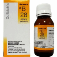 Bottle of Bakson B28 Weight Drops for natural weight management and thyroid support