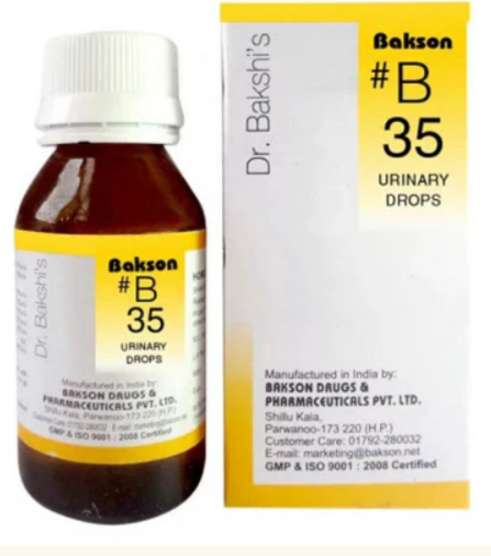 Bakson B35 Urinary Drops bottle for urinary tract health and pain relief