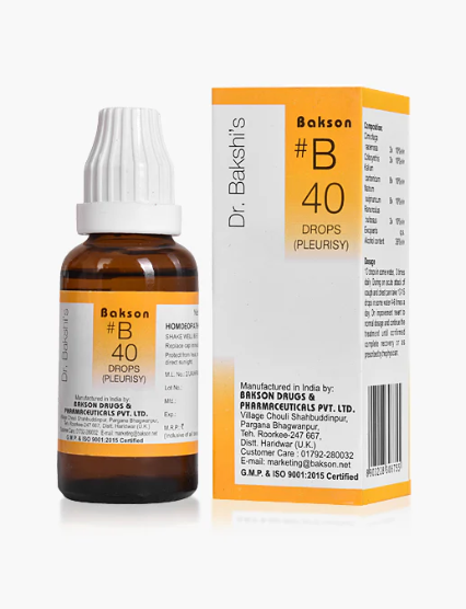 Bakson B40 Pleurisy Drops bottle for chest pain relief