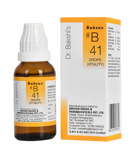 Bakson B41 Vitality Drops bottle for energy and stamina