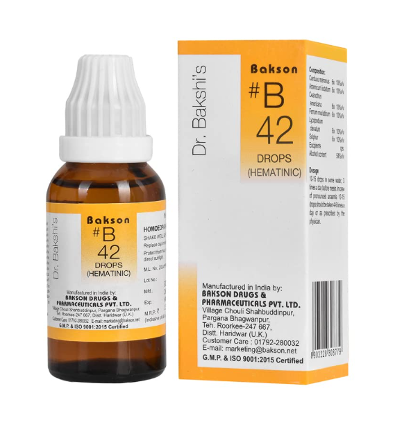 Bakson B42 Hematinic Drops bottle for blood health and anaemia support