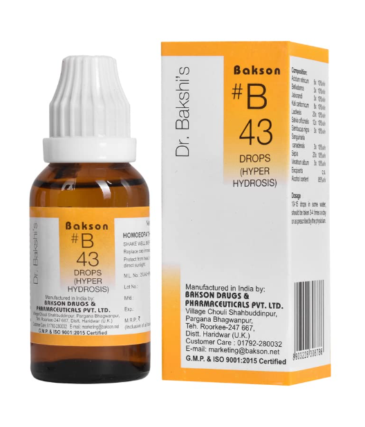 Bakson B43 Hyper Hydrosis Drops bottle for excessive sweating