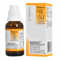 Bakson B50 Stimulant Drops bottle with homeopathic heart health ingredients