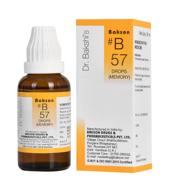 Bakson B57 Memory Drops Bottle – Homeopathic Remedy for Memory and Concentration