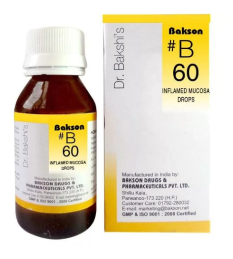 Bakson B60 Inflamed Mucosa Drops Bottle – Natural Relief for Mucosal Inflammation and Skin Irritation