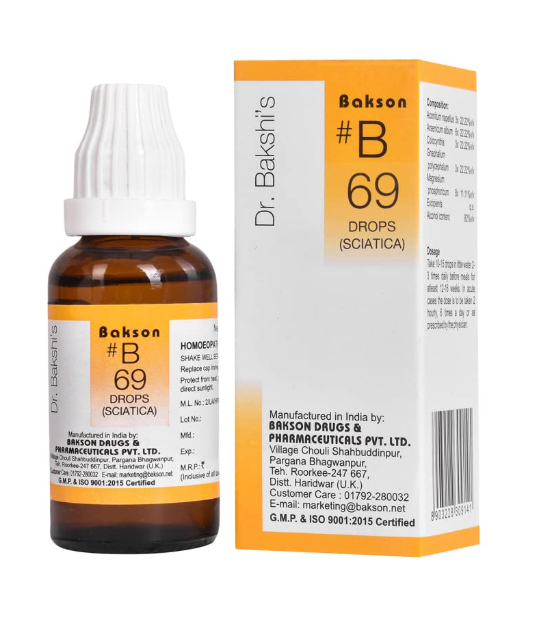 Bakson B69 Sciatica Drops Bottle – Homeopathic Sciatica Pain Relief
