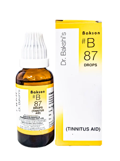 Bakson B87 Tinnitus Aid Drops Bottle – Homeopathic Remedy for Ear Ringing and Buzzing