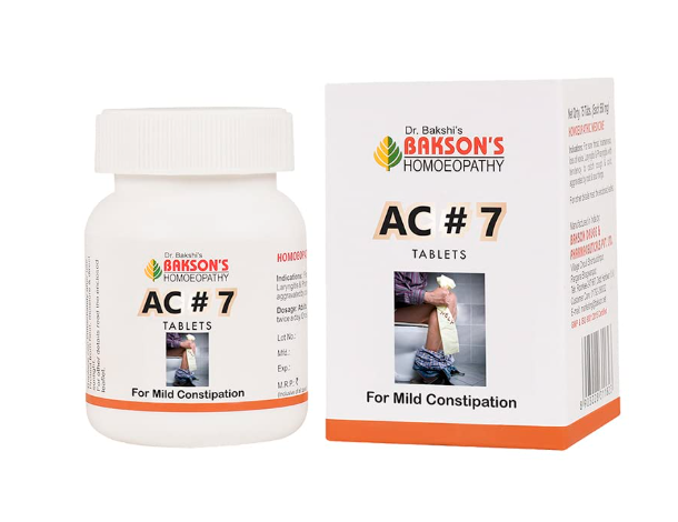 Bakson AC#7 homeopathic tablets for constipation and piles relief