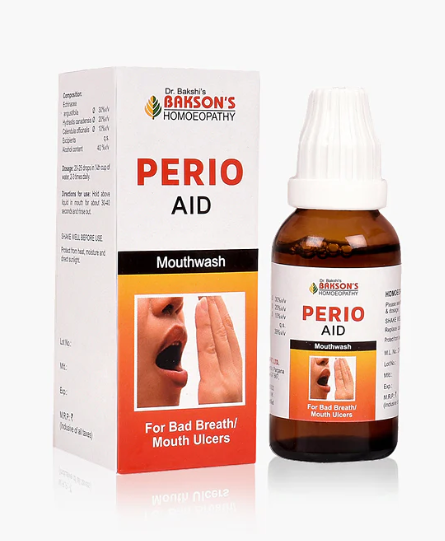 Bakson Perio Aid Mouthwash – Herbal Mouth Rinse for Bad Breath & Mouth Ulcers