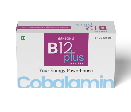 Bakson B-12 Plus Tablets – Vitamin B12 and Energy Support Supplement