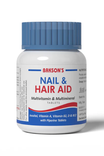 Bakson Nail & Hair Aid tablet packaging and tablets