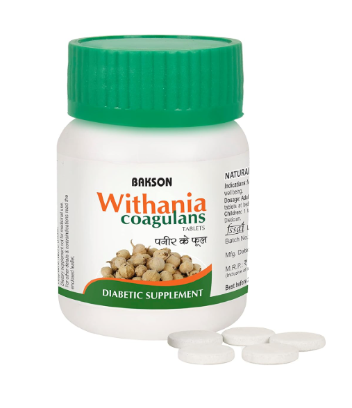 Bakson Withania Coagulans tablets for blood sugar, pain relief, and detox