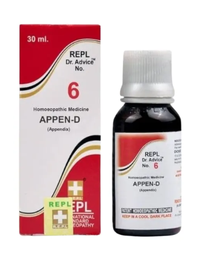 REPL Dr. Advice No.6 Appen-D Drops homeopathic medicine for appendicitis pain and abdominal relief
