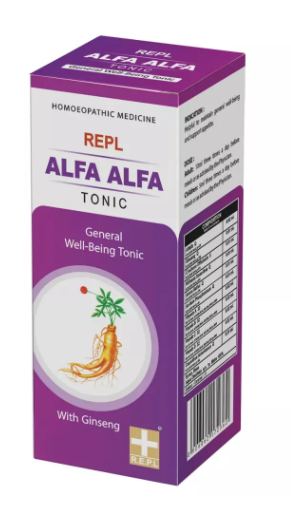 Bottle of REPL Alfa Alfa Tonic for strength, vitality, and overall wellness