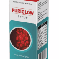 Bottle of REPL Puriglow Syrup for blood purification and healthy glowing skin