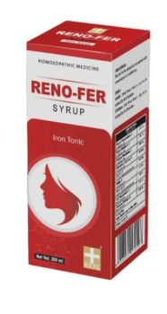Bottle of REPL Reno-Fer Syrup for blood health and energy support
