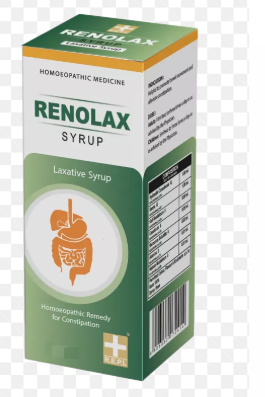 Bottle of REPL Renolax Syrup for natural constipation and digestive relief