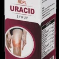 Bottle of Repl Uracid Syrup for joint pain and uric acid management