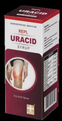 Bottle of Repl Uracid Syrup for joint pain and uric acid management