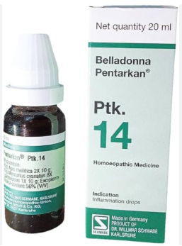"Willmar Schwabe Germany Belladonna Pentarkan Ptk. 14 Homeopathic Medicine for Sore Throat and Fever"