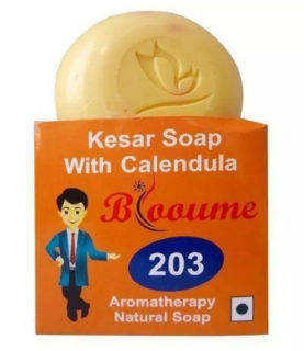 "Bioforce Blooume 203 Kesar Soap with Calendula – Herbal soap for bright, nourished, and smooth skin"
