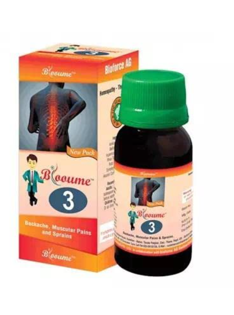 "Bioforce Blooume 3 Bakosan Drop for back pain, muscle soreness, sprains, and nerve pain relief"