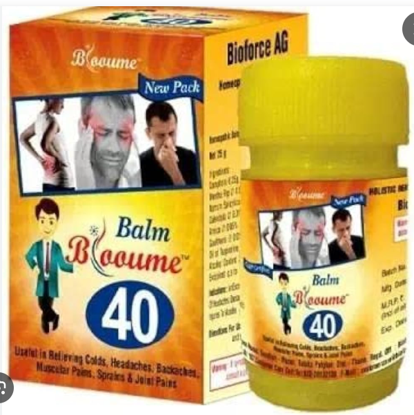 “Blooume 40 Balm for headache, backache, sprains and muscle pain relief”