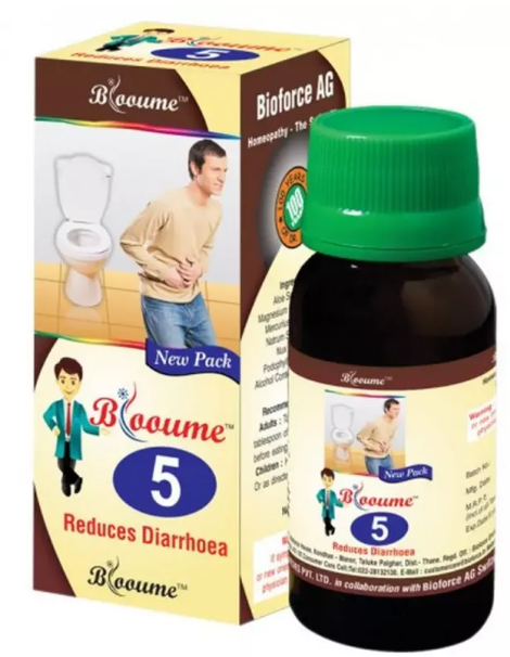Bioforce Blooume 5 Biorrhoea Drops for diarrhoea, watery stools, stomach pain and indigestion relief