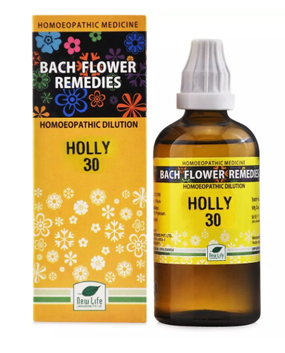 New Life Bach Flower Holly 30 remedy for jealousy, anger and emotional balance