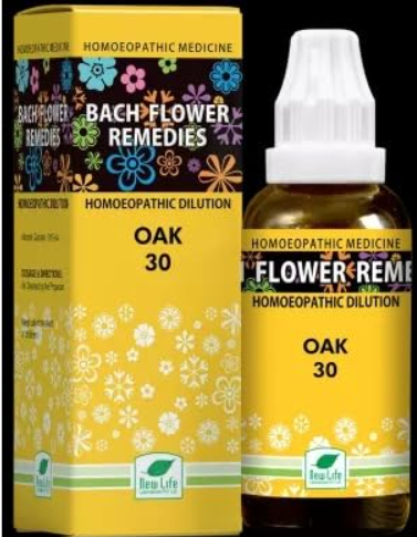 New Life Bach Flower Oak 30 remedy for burnout, overwork and emotional balance