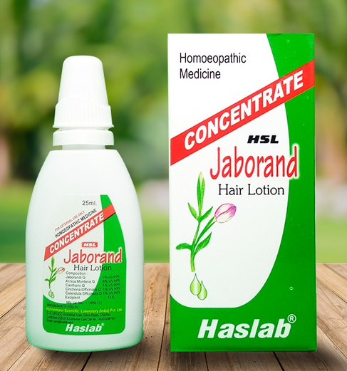 Haslab Jaborand Hair Lotion bottle – natural homeopathic lotion for hair fall, dandruff, and premature greying