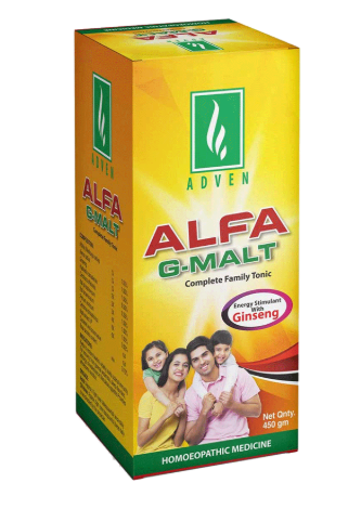 Adven Alfa-G Malt Tonic 450 gm with ginseng alfalfa for energy digestion vitality