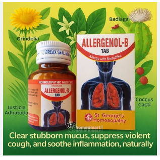 St. George’s Allergenol-B Tablets for bronchitis and thick mucus cough relief