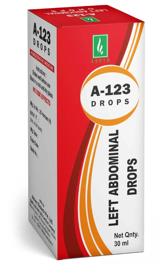 Adven A-123 Left Abdominal Drops for ovarian pain and abdominal comfort support